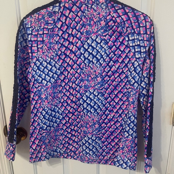 Lilly Pulitzer Skipper Popover Full Zip Small Royal Pop Up Toe In Crochet Blue - Picture 6 of 6